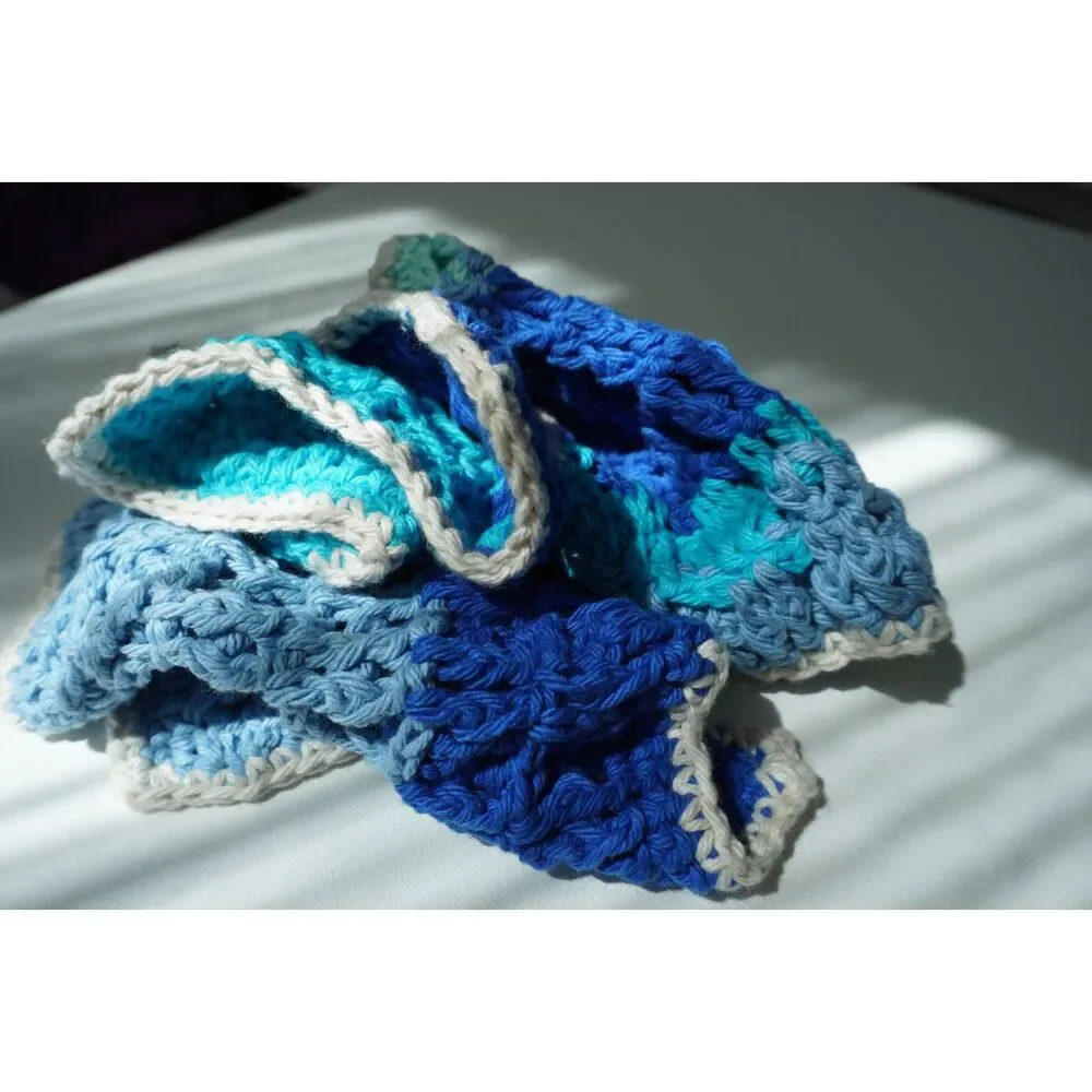 🌊 Coastal Blues Handmade Crochet Dishcloth Set 🌊